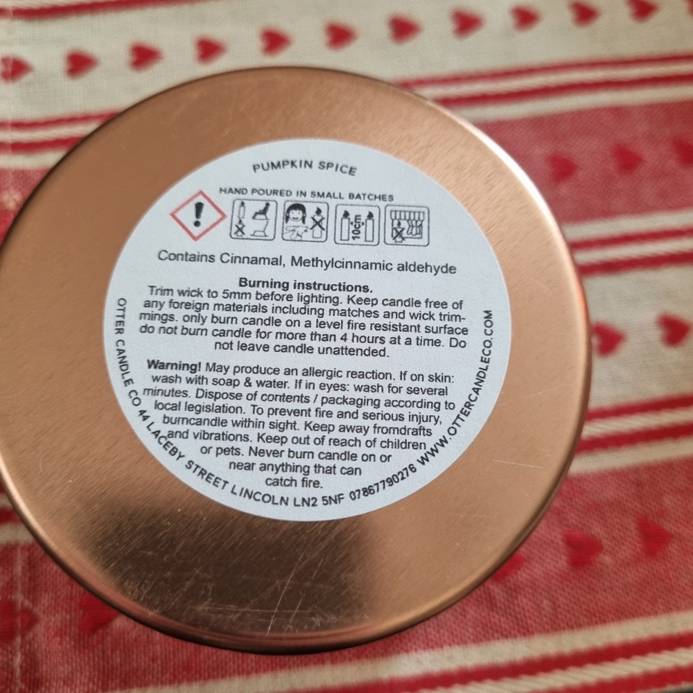 Otter Candle co Pumpkin Spice Candle tin - Picture 3 of 3